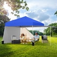 thumbnail image 4 of Gymax 14 X 9.2 FT Pop up Canopy Tent w/ 2 Convertible Sidewalls to Awning & Stakes Blue, 4 of 10
