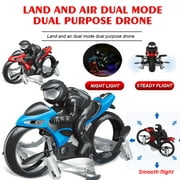 VONTER Rc Cars,Rc Car Racing 2-in-1 Land/Air Mode One Key Switch Flying 360° Spinning LED Lights Motorcycle 2.4G RC Drone Quad copter Fly Gift for Children, Boys and Girls.Starters, Or Newbies(Blue)