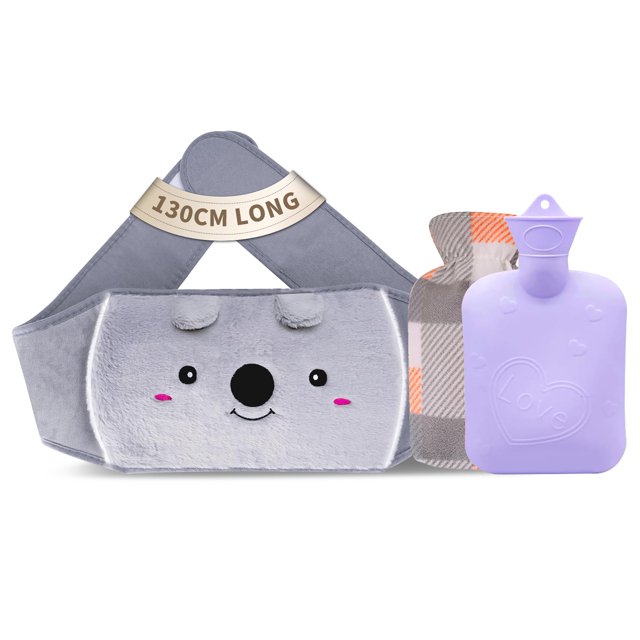 Bolsa de agua caliente Toxin de goma de 1 litro con funda de cintura de 130 cm de largo