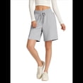 thumbnail image 1 of Pantalones Cortos Holgados con Bolsillos para Mujer, Hasta la Rodilla, para Yoga, Caminar, Hacer Ejercicio, Informales Gris XXL, 1 of 7