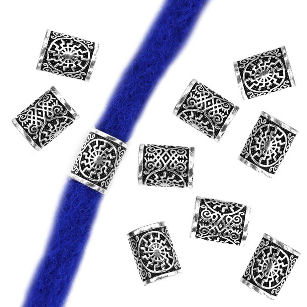 10 piezas os Rune Beard Bead Set anillos de nórdicos para , colgantes de Paracordaa para el cabello, s DIY - 4 Estilo 4 BLESIY cuentas para barba cuentas para rastas
