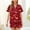 Wine, variant on asdoklhq Christmas Pajamas Women Casual Turndown Button Print Short Sleeve Blouse and Short Pants Set Wine L