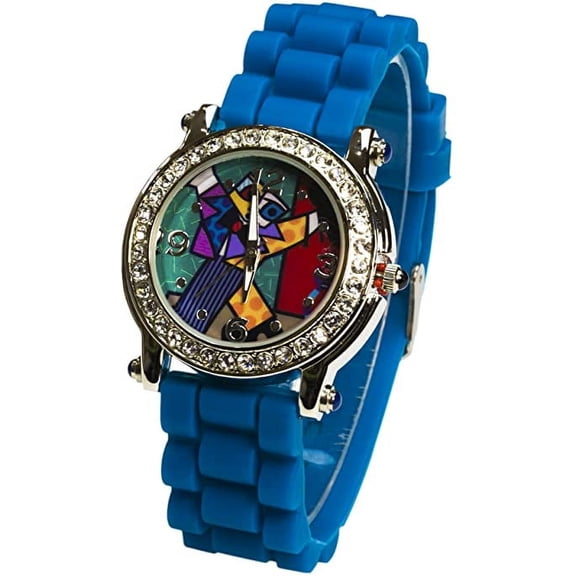 Blekon Collections Japanese Quartz Women's Abstract Art Dial 36mm Case Silicone Strap Watch