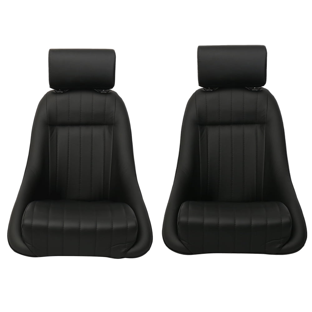 Seat Fits Pair Classic Bucket Single Seat With Sliders in Black Polyurethane Faux Leatherby IKON MOTORSPORTS 