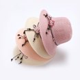 thumbnail image 3 of Sombrero plegable de paja de playa para niñas, gorro con lazo de color liso, a la moda, para el sol ER, 3 of 4