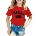 thumbnail image 2 of Short Sleeve Shirt for Mama's Girl Letter Printed Casual Crewneck Blouse Daily Pullover Clothes Summer Tops Red 7-8 Years, 2 of 5