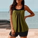 thumbnail image 4 of Traje de Baño de Dos Piezas Color Bloque Sólido Strappy Back Set, Traje de Baño Torso Largo con Sujetador Extraíble Y Pantalones Cortos de Cintura Alta, 4 of 4