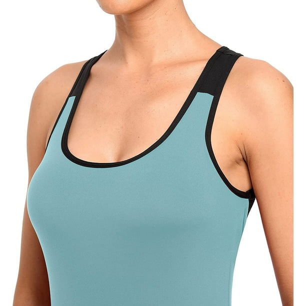 Womens Workout Tank Top with Built in Bra Backless Athletic Yoga