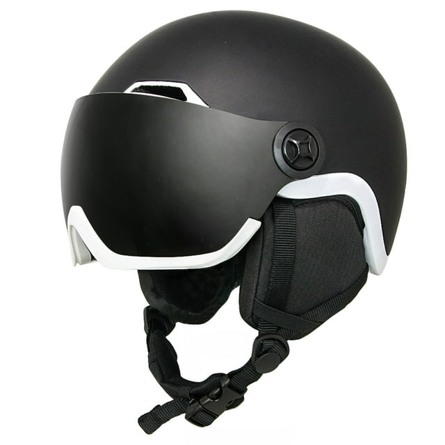 EnzoDate Esquí Cascos de Nieve con Gafas Integradas Escudo 2 en 1 Casco de Snowboard Máscara Desmontable Lente de Mejora Luz Amarilla Intercambiable