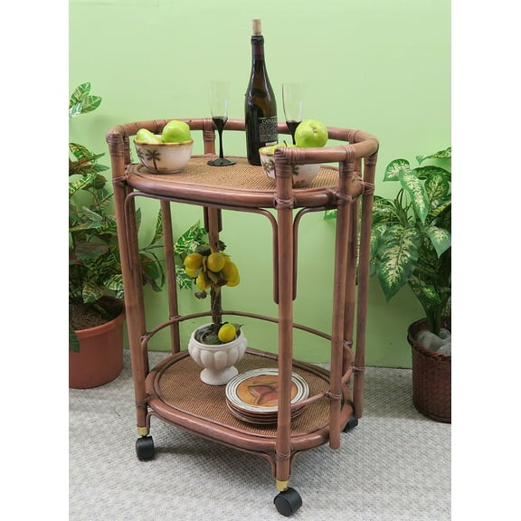 Denisa Rattan Serving Cart, Teawash Brown