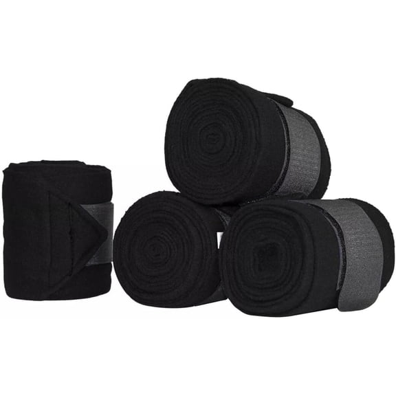 MT Horse Fleece Polo Leg Wraps Set Of Four, Black
