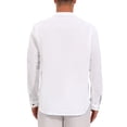 thumbnail image 3 of INSPIRE CHIC Men's Cotton Linen Henley Shirts Long Sleeve Band Collar Casual Top M White, 3 of 6