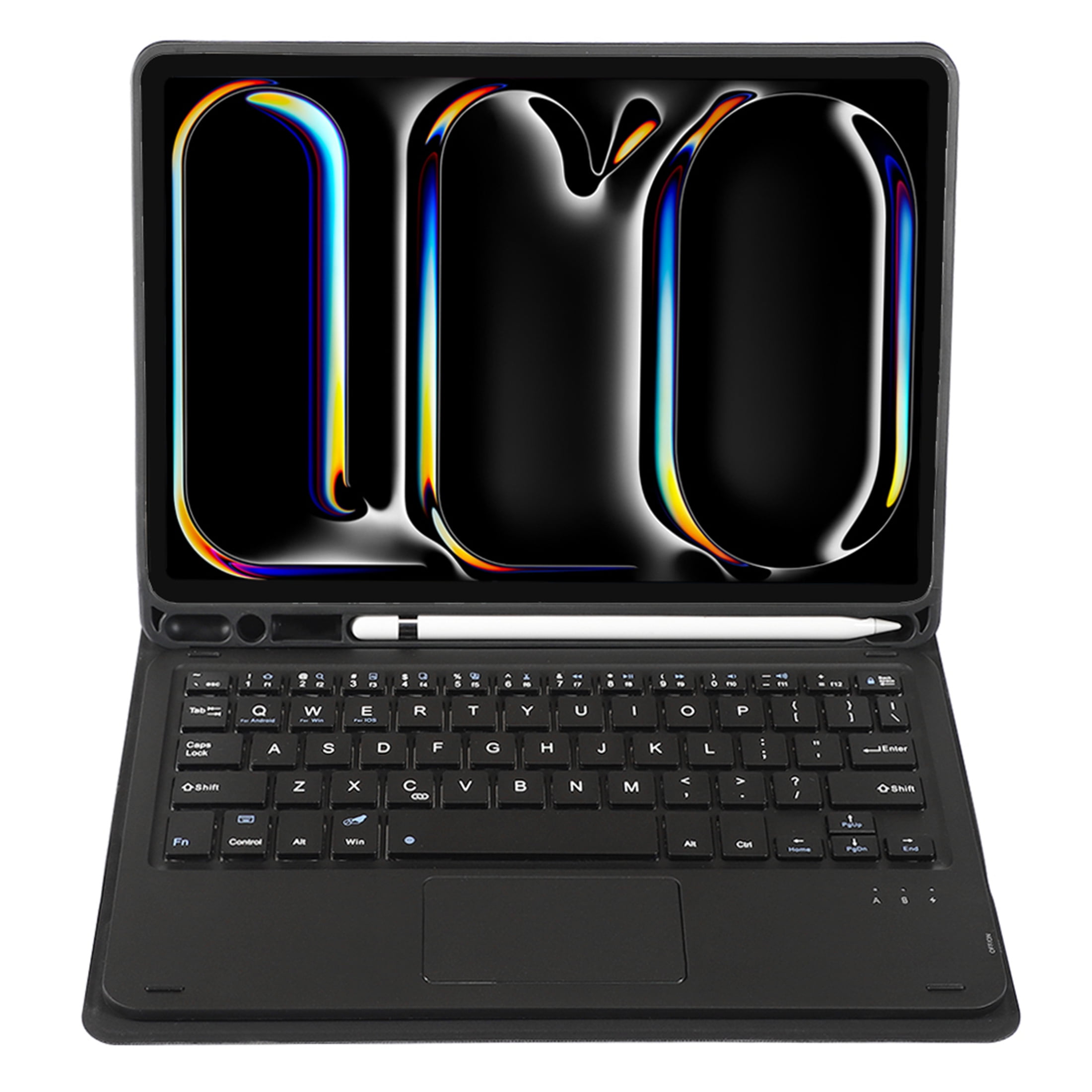 Wireless Bluetooth Trackpad Keyboard Shockproof Smart Case with Pencil Holder for iPad 5th 6th Gen 9.7 inch Black