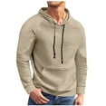 thumbnail image 2 of Men's Waffle Hooded Sweatshirts Drawstring Long Sleeve Pullover Oversized Hoodies Classic Cotton Sweatshirt Crewneck Sweater Autumn Winter Hoody Jacket Top Lightweight Sweatshirts, 2 of 7