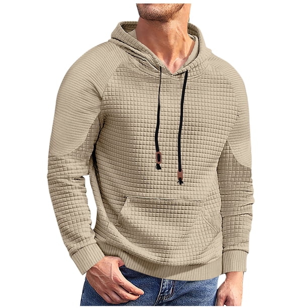 Sudadera con capucha para hombre, color liso, con cremallera, manga larga, blusa de poliéster