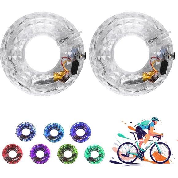 LED Cycling Wheel Hub Light for Night Riding, New Bike Wheel Lights Rechargeable, 7 Colors, 18 Model, Smart Sensor, Waterproof