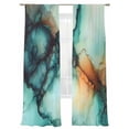 thumbnail image 2 of Abstract Water Ripple Art Sheer Curtains 84 Inches Long 2 Panels Teal Green Orange Marble Texture Light Filtering Semi Sheer Window Curtains Drapes for Bedroom Living Room 52"x84", 2 of 7