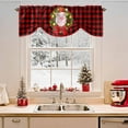 thumbnail image 2 of Christmas Wreath Tie Up Valances Curtain, Pig Bow Animal Red Check Winter Farm Adjustable Rod Pocket Short Window Treatment Tie Up Curtains Valances for Kitchen Living Room Bathroom 42x12 Inches, 2 of 9