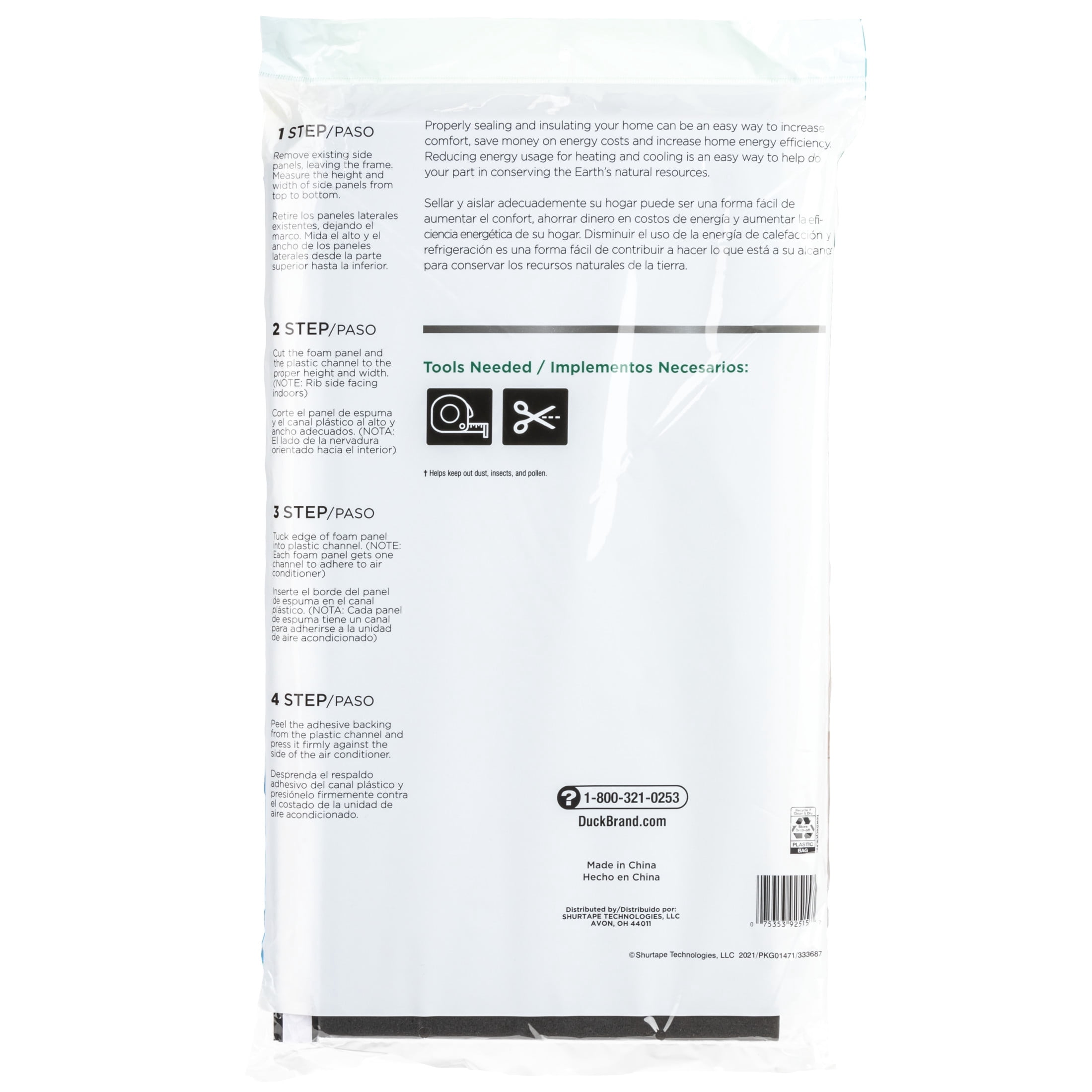 Duck Brand Foam Window Air Conditioner Insulating Panels,18 in. x 9 in. x .88 in., Black