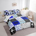 thumbnail image 4 of Homewish Teens Cartoon Princess Bedding Comforter Set 7pcs, Blue Art Patchwork King Bedding Sets, Eat Sleet Ballet Sport Reversible Bed Sheets, Super Cozy Room Decor, 4 of 8