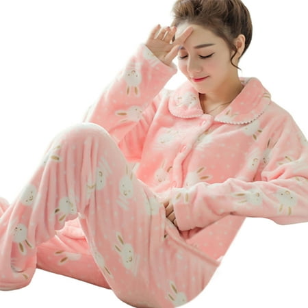 

Coral Fleece Cardigan Sleepwear Suit Home Warming Sleepwear The Perfect Gift For Yourself Or Your Wife Mother Girlfriend And Daughter M Pink Rabbit
