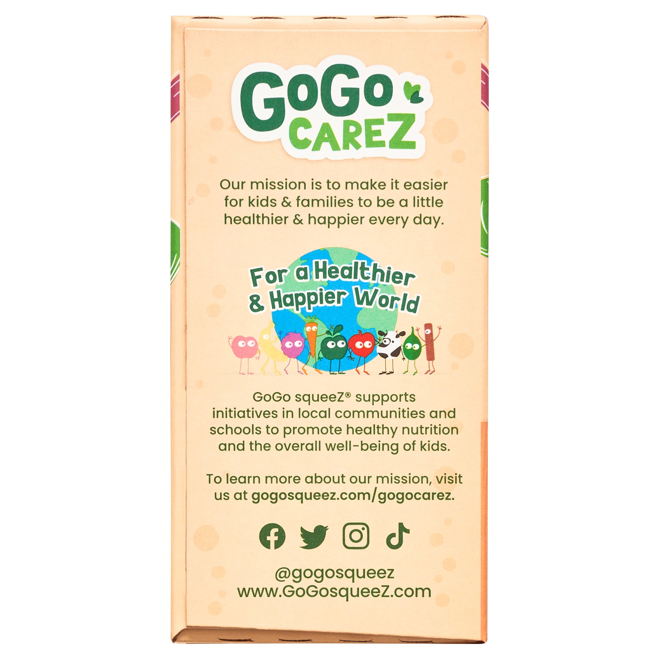 GoGo squeeZ Happy ImmuneZ Apple Strawberry Rhubarb Snack Pouches, 3.2 oz, 10 Pack