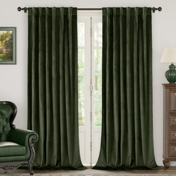 Cortinas BGment de terciopelo verde oliva, 229 x 229 cm, con opaco