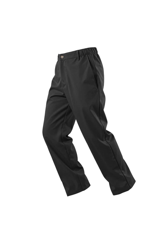 Mens Straight Leg Casual Pants with Elastic Waistband, Wrinkle Resistant Pull On Polyester Lounge Travel Everyday Pants - Black,Size 2XL