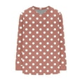 thumbnail image 5 of EchfiProm Tops for Womens Cute Brown Trendy V Neck Loose Polka Dot Long Sleeve Shirts, 5 of 5