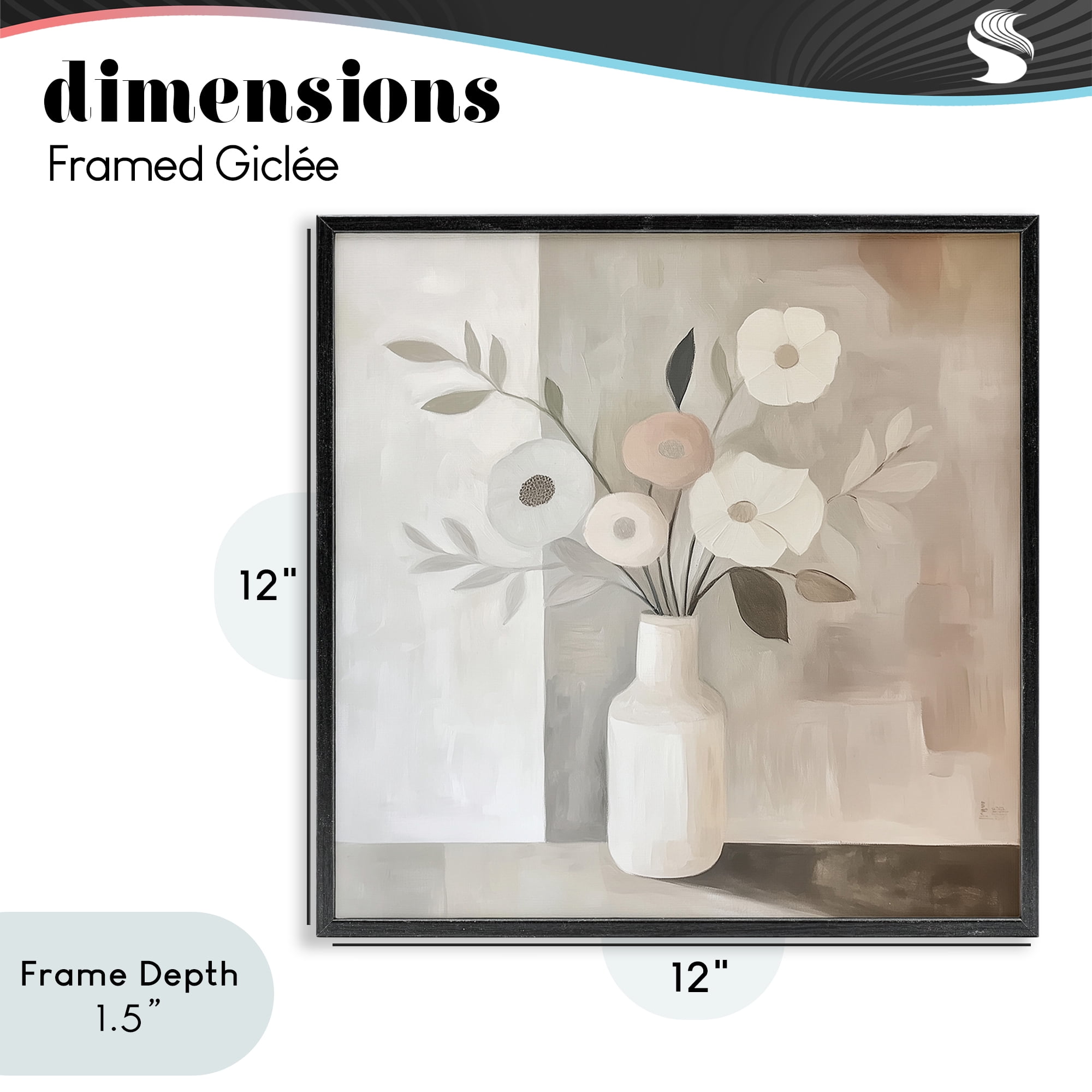 Stupell Industries Minimalist Muted Flower Vase Black Framed Giclee Art, design by Heidi Kuntz