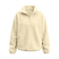 thumbnail image 7 of vdgthytj Sweatshirts for Women Long Sleeve Quarter Zip Lapel Collar Fleece Loose Fitted Fall Winter Warm Casual Pullover Tops(Small,Yellow), 7 of 7