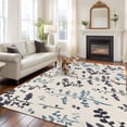 thumbnail image 2 of Grey Blue Botanical Area Rugs 5'x8', Washable Small Throw Rugs for Classroom Bedroom, Rustic Country Spring Floral Summer Leaf Indoor Outdoor Rug Non-Slip Low Pile Carpet Runner Reversible Floor Mats, 2 of 8