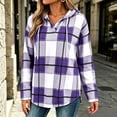 thumbnail image 3 of Hoodie for Women Long Sleeve Plaid Fall Winter Casual Sweatshirt Mid Length Drawstring Detail Relaxed Fit Stylish Everyday Sweatshirts, 3 of 9