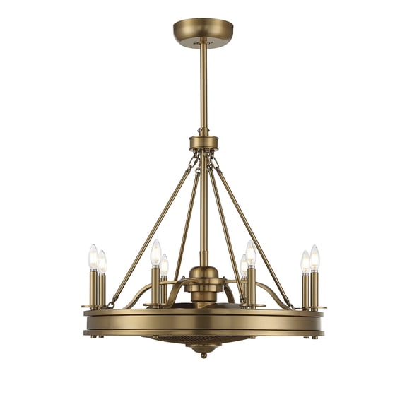 Warm Brass Eight Light Fan D'lier from the Lyon Collection