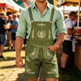 thumbnail image 2 of XIAOCHA Men's Castle Floral Embroidery Lederhosen Wide Strap Oktoberfest Bib Shorts Halloween Pants,Army Green,Sizes L, 2 of 4
