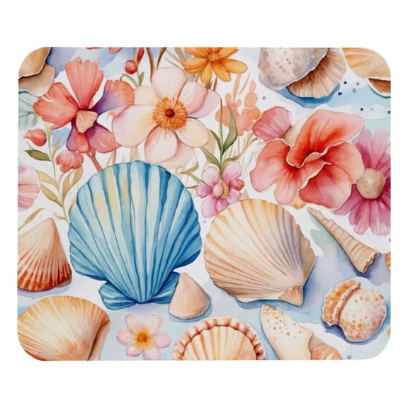 PhooArto Comfortable Mouse Pad Beach Seashells Watercolor Desktop Mousepad , 21 x 25 cm Mouse Mat, Non-Slip Rubber Base, Improves Speed and Precision