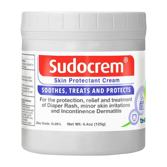 Sudocrem Diaper Rash Cream, Soothes, Treats, and Protects, 15.29% Zinc Oxide, 4.4oz