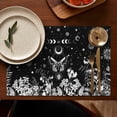 thumbnail image 5 of Black Gothic Sun Moon Flower Pattern Summer Placemats Table Placemats Set Of 4-Linen Kitchen Washable Placemats Table Mats 11.8"x17.7" Non-Slip Heat Resistant, 5 of 6