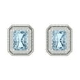 thumbnail image 3 of 2.44Ct Brilliant Emerald Cut Halo Studs Genuine Blue Natural Aquamarine Solid 14K White Solid Solid Gold Everyday Dainty Earrings Screw Back, 3 of 7