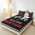 thumbnail image 4 of Feelyou Modern Automobile Teens Queen Sheet Sets, Black White Checkered Flag Flat Sheet, Racing Car Queen Fitted Sheet, Luxury Bedroom Decor, 4-Piece, 4 of 7