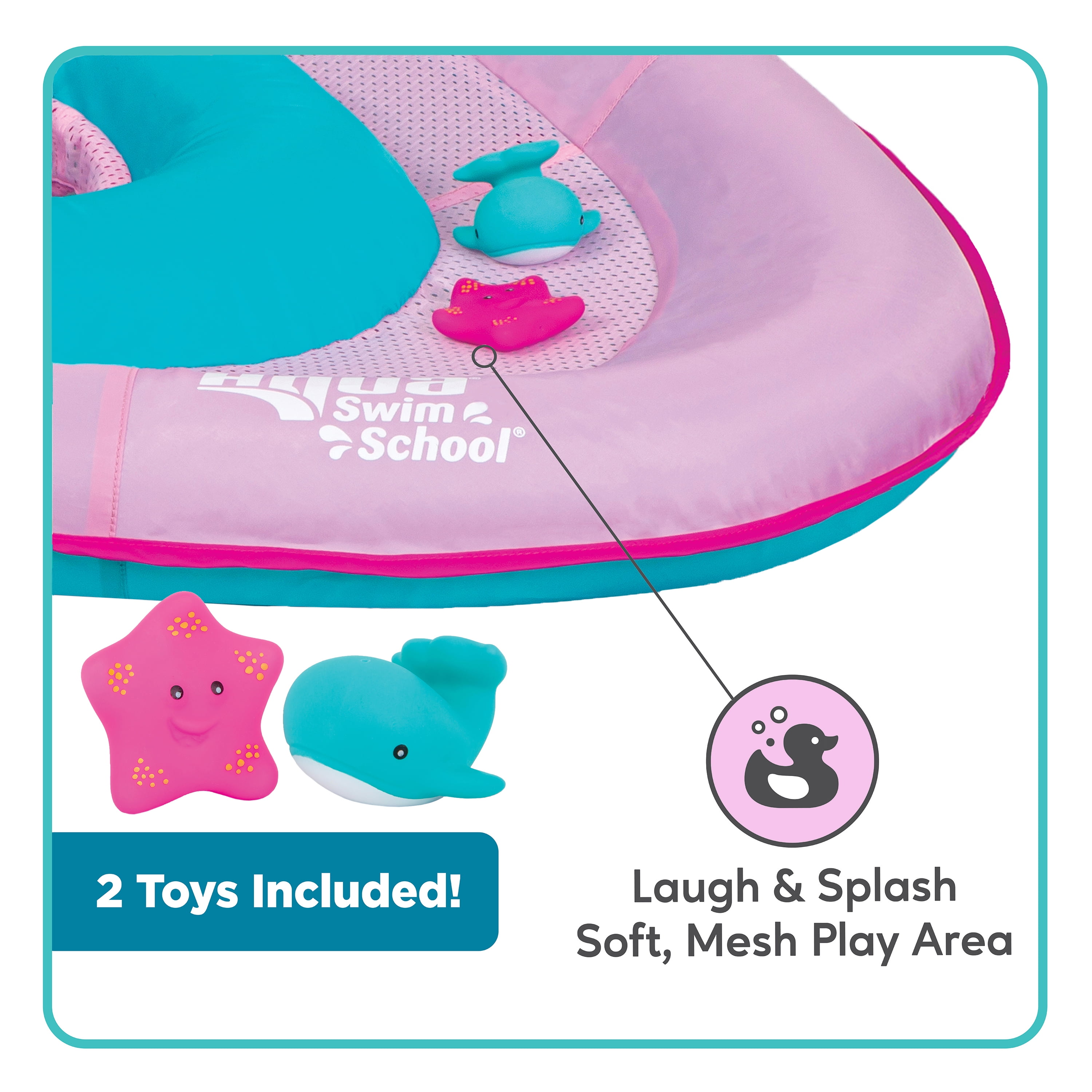 SwimSchool Pink Fun Fish Fabric Baby Pool Float, Splash and Play