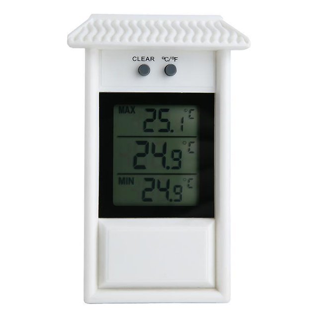 Termómetro digital de mínima y máxima: controle las temperaturas máximas y mínimas con este termómetro de invernadero para interiores y exteriores, 130 x 80 x 30 mm, wh
