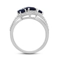 thumbnail image 3 of Jewelili Sterling Silver With Round Created Blue and White Sapphire Bypass 3-Stone Ring Size 7, 3 of 5