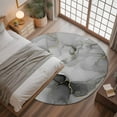 thumbnail image 3 of Grey Ombre Marble Round Rugs 3ft, Gray Marble Crack Abstract Modern Non Slip Washable Rug Runner, Low Pile Indoor Floor Carpet Mat Bathroom Rugs for Living Room, Bedroom, Kids Room, 3 of 9