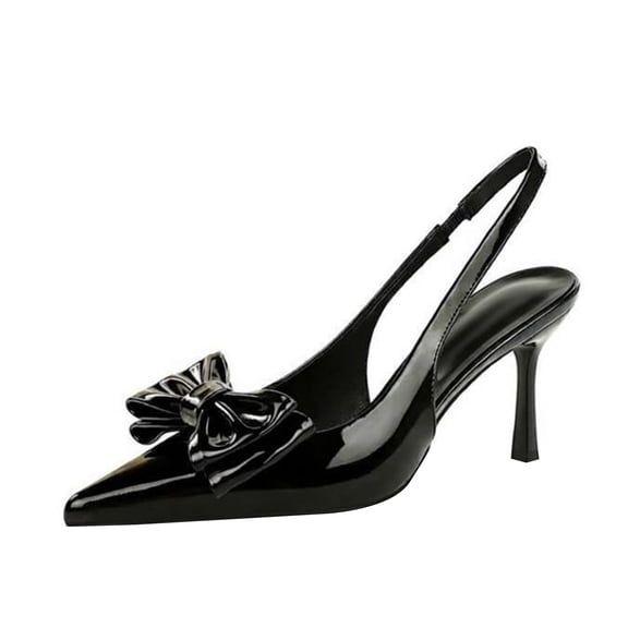 Women's Stiletto High Heeled Bow Patent Leather 8CM Party Dress Wedding Shoes