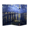 thumbnail image 7 of Red Lantern 3 ft. Short Double Sided Works of Van Gogh Canvas Folding Screen - Irises/Starry Night Over Rhone, 7 of 7