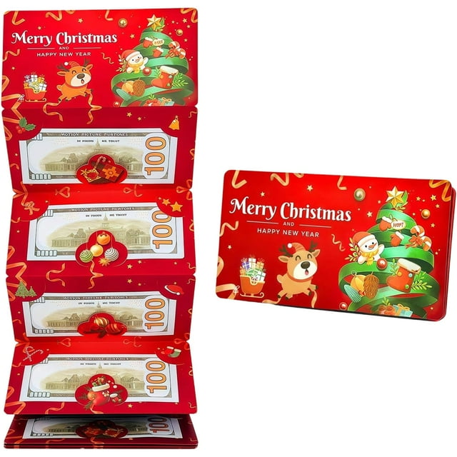 SIYTUAU Enveloppe Rouge de Noël Diy 10 Cartes Rouges Pliées avec Ruban pour Rangement de Cadeaux de Vacances et Boîte à Argent Enveloppe Rouge de Noël