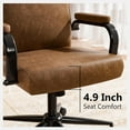 thumbnail image 3 of Solfway Brown Leather Office Chair with Wheels, Memory Foam Height Adjustable Computer Deak Chair, Rolling Swivel Executive Chair for Home Office, 3 of 7