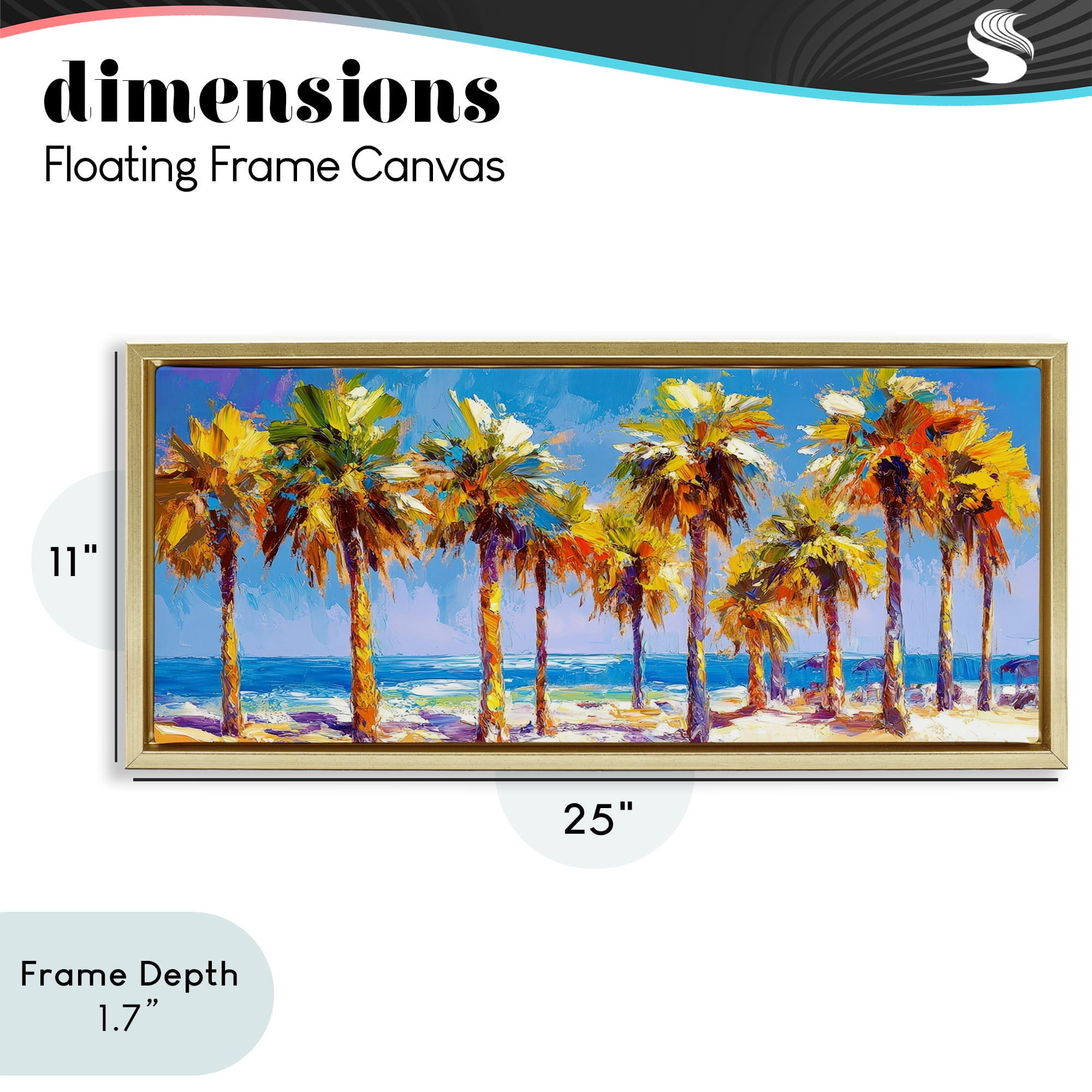 Stupell Industries Many Palm Trees on Beach Gold Framed Floater Canvas Wall Art, design by Petal Prints Design