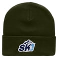 thumbnail image 5 of Ski Mountain Embroidered 12 Inch Long Knitted Beanie - Olive OSFM, 5 of 5